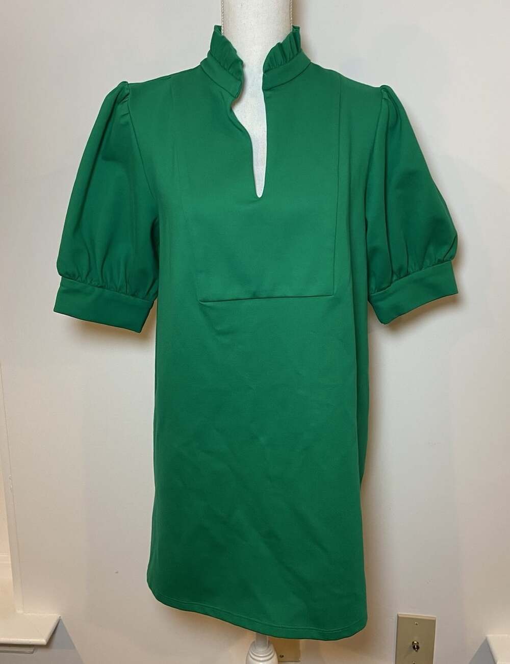 Jude Connally Emerson Dress Puff Sleeves Collar Preppy Kelly Green M